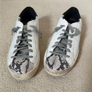 White and Gray Snakeskin Sneakers